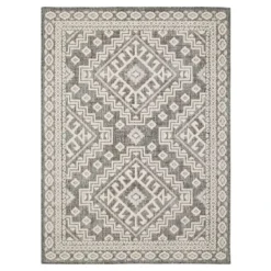 (E475) Tracey Boyd Athens Grey Diamond Design Area Rug, 5x7