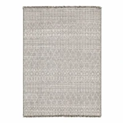 (E476) Tracey Boyd Leeward Grey & White Area Rug, 5x7