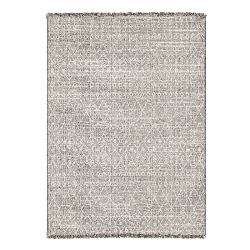 (E476) Tracey Boyd Leeward Grey & White Area Rug, 5x7 1 (E476) Tracey Boyd Leeward Grey & White Area Rug, 5x7