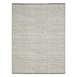 (E476) Tracey Boyd Leeward Grey & White Area Rug, 8x10