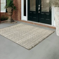 (E476) Tracey Boyd Leeward Grey & White Area Rug, 8x10 -Rugs Sales Store e476 tracey boyd leeward grey white area rug 8x10 6