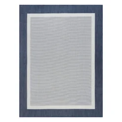 (E485) Sierra Navy Border Outdoor Area Rug, 5x7