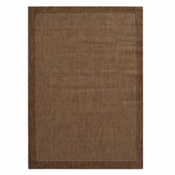 (E54) Light Brown Border Sisal Indoor & Outdoor Area Rug, 5x7