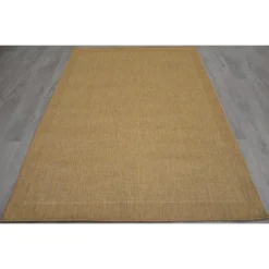(E54) Light Brown Border Sisal Indoor & Outdoor Area Rug, 7x10