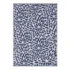 Navy Blue Floral Plastic Outdoor Area Rug, 5x7