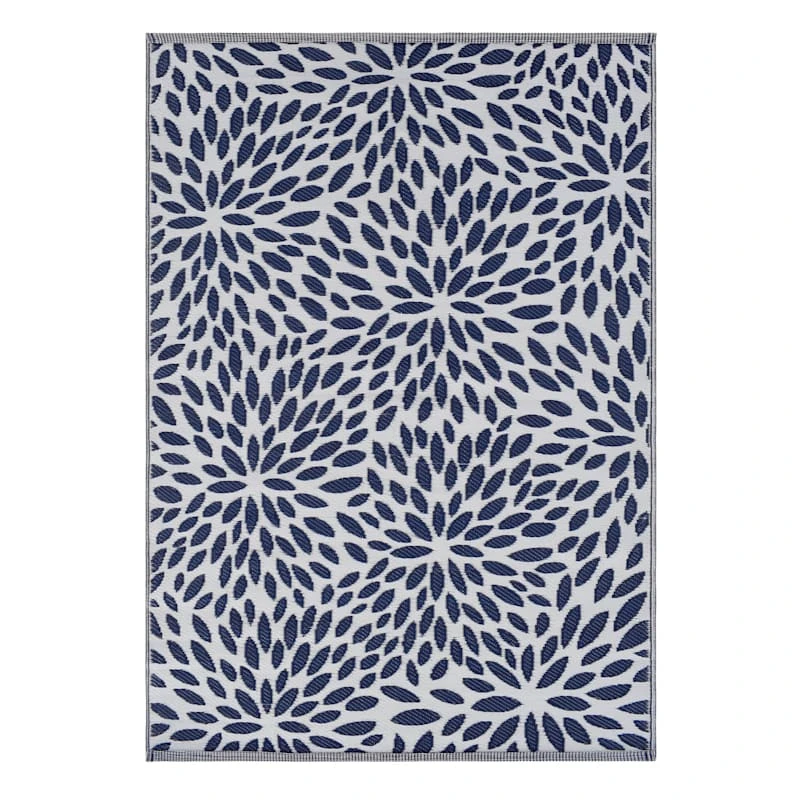 Navy Blue Floral Plastic Outdoor Area Rug, 6x9 1 Navy Blue Floral Plastic Outdoor Area Rug, 6x9