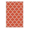 Orange Trellis Plastic Outdoor Area Rug, 5x7