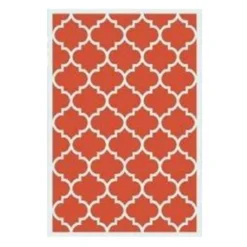Orange Trellis Plastic Outdoor Area Rug, 5x7