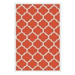 Orange Trellis Plastic Outdoor Area Rug, 6x9