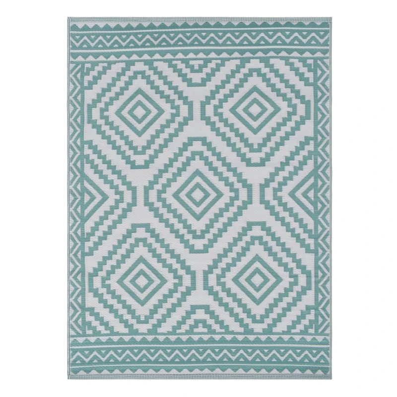 Turquoise Diamond Design Plastic Outdoor Area Rug, 5x7 2 Turquoise Diamond Design Plastic Outdoor Area Rug, 5x7 - Image 2