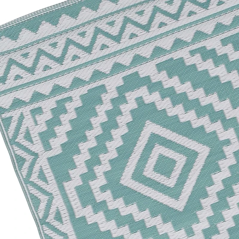 Turquoise Diamond Design Plastic Outdoor Area Rug, 5x7 4 Turquoise Diamond Design Plastic Outdoor Area Rug, 5x7 - Image 4