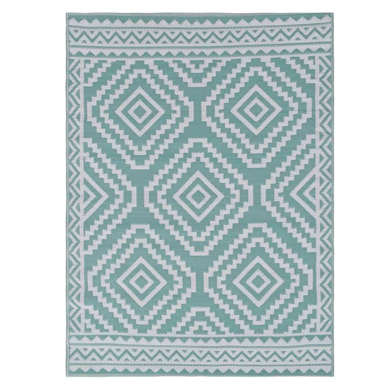 Turquoise Diamond Design Plastic Outdoor Area Rug, 6x9 1 Turquoise Diamond Design Plastic Outdoor Area Rug, 6x9