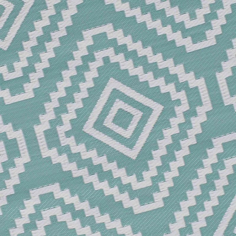 Turquoise Diamond Design Plastic Outdoor Area Rug, 6x9 3 Turquoise Diamond Design Plastic Outdoor Area Rug, 6x9 - Image 3
