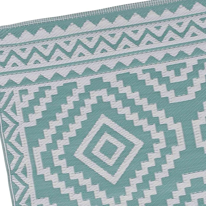 Turquoise Diamond Design Plastic Outdoor Area Rug, 6x9 4 Turquoise Diamond Design Plastic Outdoor Area Rug, 6x9 - Image 4