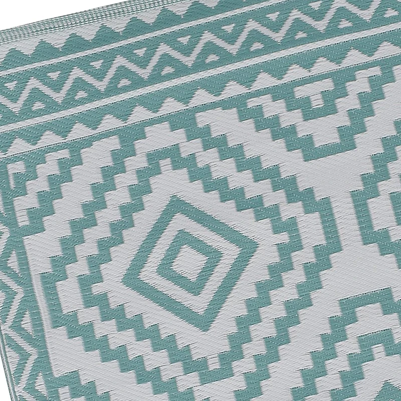 Turquoise Diamond Design Plastic Outdoor Area Rug, 6x9 5 Turquoise Diamond Design Plastic Outdoor Area Rug, 6x9 - Image 5