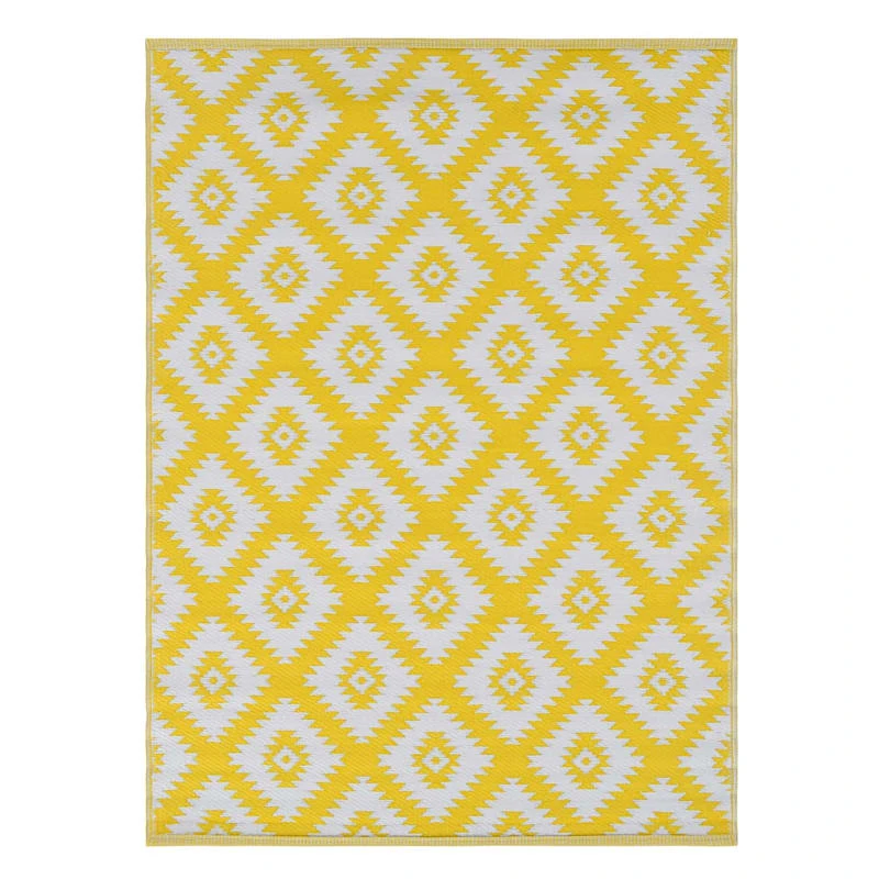 Yellow Diamond Design Plastic Outdoor Area Rug, 5x7 2 Yellow Diamond Design Plastic Outdoor Area Rug, 5x7 - Image 2