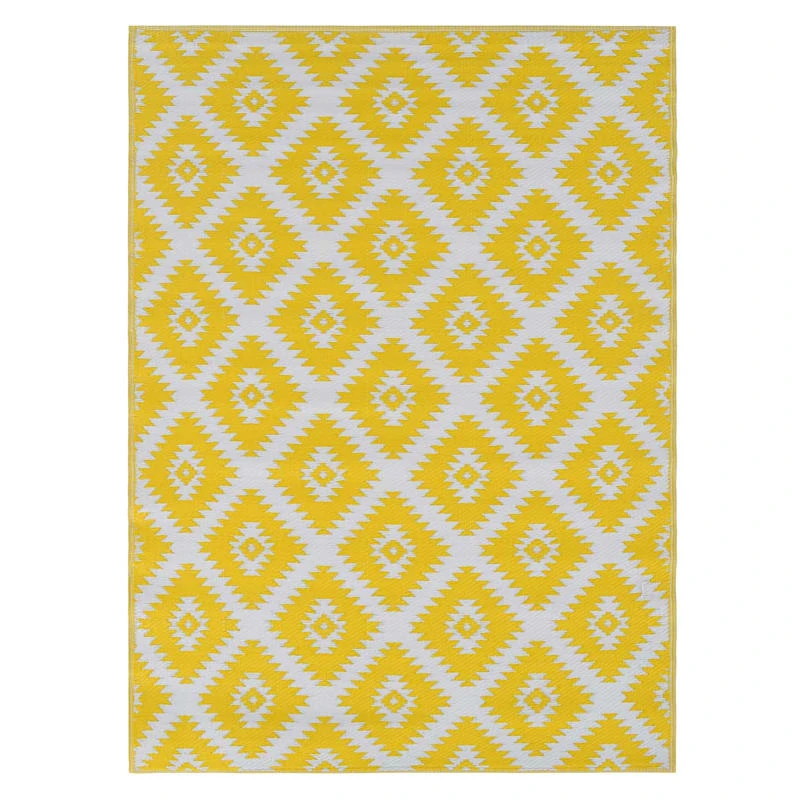 Yellow Diamond Design Plastic Outdoor Area Rug, 6x9 2 Yellow Diamond Design Plastic Outdoor Area Rug, 6x9 - Image 2